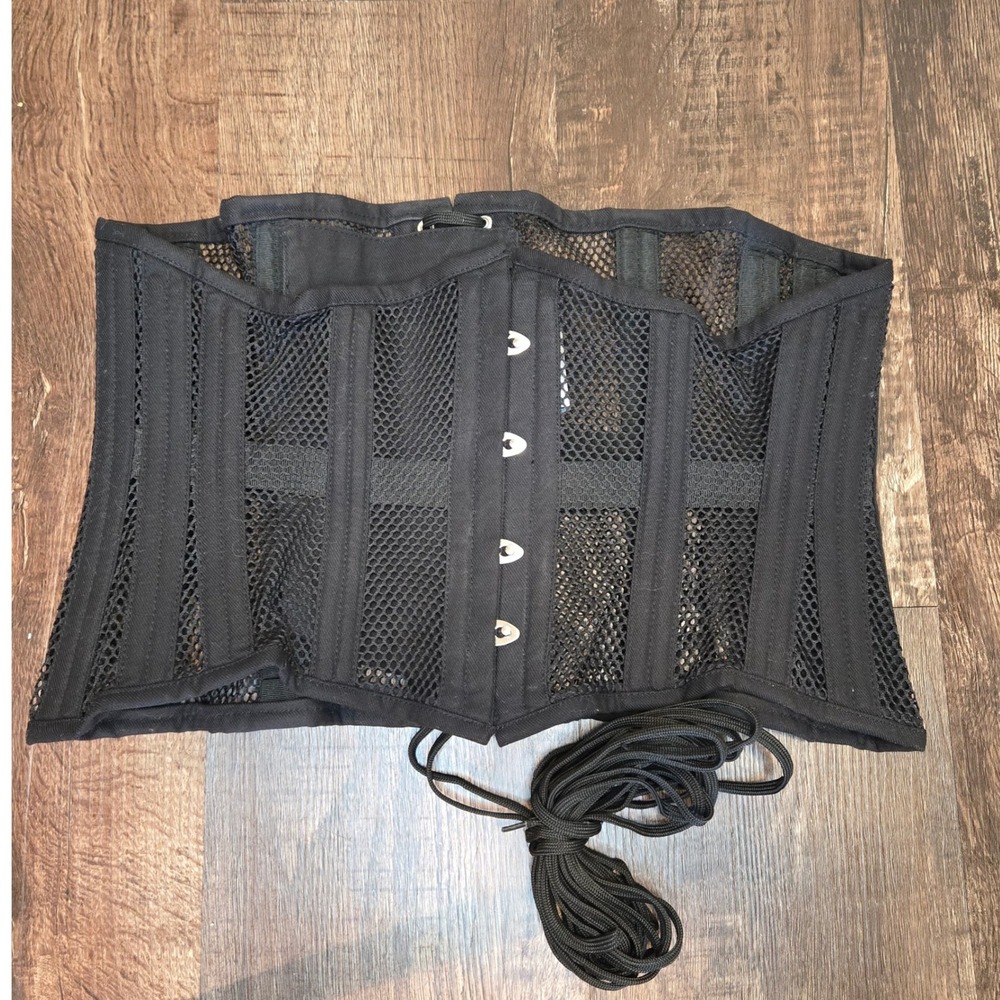 Orchard Corset Size 34 Black Mesh Underbust Steel Boned Waist Training Corset